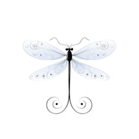 A delicate, artistic dragonfly illustration with intricate swirling patterns on its wings, set against plain background, evokes sense of elegance and whimsy png