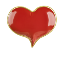 A shiny red heart with golden outline, symbolizing love and affection. heart shape is glossy and smooth, reflecting light beautifully, making it appear elegant and vibrant png