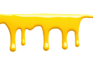 A vibrant yellow paint drips down against transparency background, creating dynamic and artistic effect. glossy texture and bright color evoke creativity and energy png