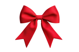 A vibrant red bow with classic design, perfect for gift wrapping or festive decorations. bow features smooth texture and symmetrical loops, adding elegance to any occasion png