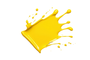 A vibrant splash of yellow paint with dynamic droplets on transparency background, conveying energy and creativity png