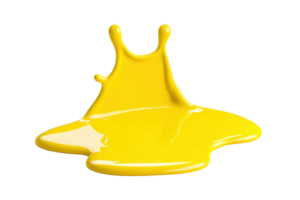 A vibrant splash of yellow paint creates abstract shape against transparency background, capturing sense of motion and creativity png