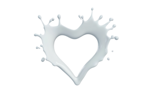 A heart shaped splash of white liquid creates dynamic and artistic design, symbolizing love and creativity. fluid motion and smooth texture add sense of elegance and purity to image png