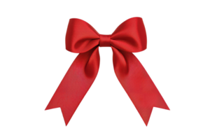 A vibrant red bow with classic design, perfect for gift wrapping or decoration, adds festive touch to any occasion. bow smooth texture and elegant loops create charming and cheerful appearance png