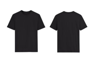 A Black t shirt template with front and back views, ideal for design mockups and presentations. simple and clean layout allows for easy customization and branding png