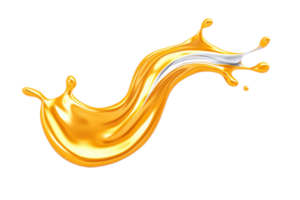 A dynamic splash of golden liquid with touch of silver, creating artistic and fluid motion. vibrant colors and smooth curves evoke sense of energy and creativity png