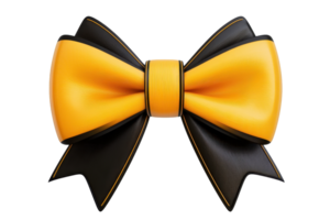 A vibrant yellow and black bow tie with glossy finish, perfect for formal occasions or festive decorations. bow features sleek design with contrasting colors, adding touch of elegance and style png