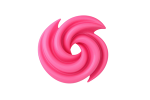 A vibrant pink swirl design with glossy finish, resembling stylized abstract shape. smooth curves and bright color create dynamic and eye catching visual png