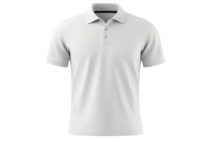 A plain white polo shirt with classic collar and short sleeves is displayed against transparency background, highlighting its simple and versatile design png