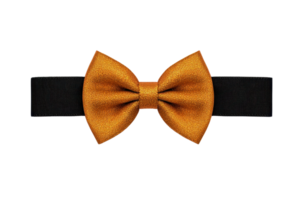 An elegant orange bow tie with textured fabric design, perfect for formal occasions and adding touch of sophistication to any outfit png