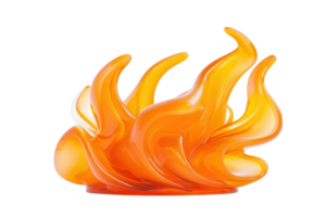 A vibrant, abstract orange flame sculpture with smooth, flowing curves and glossy finish, evoking sense of dynamic energy and warmth png