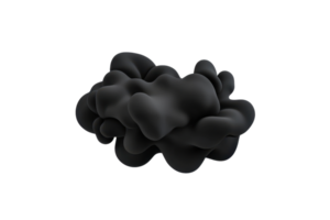 A black, abstract, cloud like shape with smooth surface and irregular form, floating against transparent background png