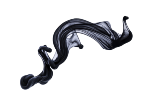 A swirling, abstract black ink shape flows gracefully against transparent background, creating dynamic and artistic visual effect png