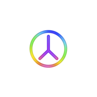 A colorful peace symbol with gradient effect, featuring vibrant hues of blue, green, yellow, and pink, set against transparent background. design conveys sense of harmony and unity png