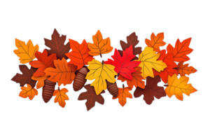 A vibrant collection of autumn leaves in various shades of red, orange, and yellow, creating lively and colorful seasonal display png