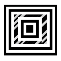 A series of concentric squares in black and gray create geometric pattern with modern, abstract feel. alternating colors and lines add depth and visual interest png