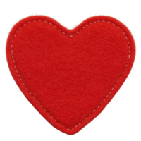 A red felt heart with visible stitching, symbolizing love and affection. texture is soft and fuzzy, making it ideal for crafts or decorations. heart shape is classic and universally recognized png