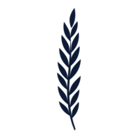 A simple, elegant illustration of dark blue leaf with vertical arrangement of symmetrical leaflets, creating minimalist and natural design png