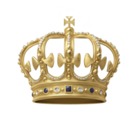 A luxurious gold crown adorned with sparkling jewels and intricate details, symbolizing royalty and elegance. crown features cross on top and is embellished with diamonds and sapphires png