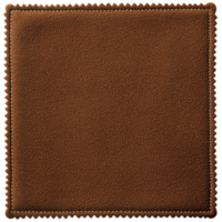 A soft brown microfiber cloth with textured surface and zigzag edges, ideal for cleaning delicate surfaces like glasses and screens. cloth is square shaped and neatly finished png