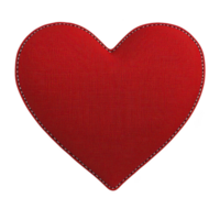 A red fabric heart with visible stitching, symbolizing love and affection, isolated on transparency background. texture and craftsmanship evoke sense of warmth and care png