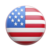 A round button featuring American flag design with stars and stripes, symbolizing patriotism and national pride. vibrant colors of red, white, and blue stand out, evoking sense of unity and freedom png