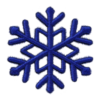 A detailed blue embroidered snowflake design on transparency background, showcasing intricate stitching and symmetrical patterns, perfect for winter themed crafts and decorations png