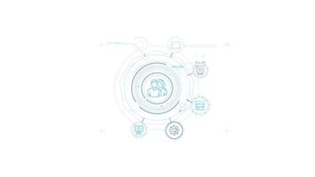 Infographics of teamwork and artificial intelligence in animated diagram. video
