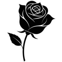 elegant profile view of a rose silhouette slight vector