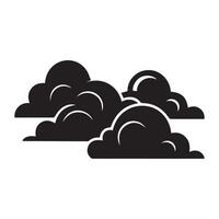 Black solid cloud shape silhouette illustration on white background for weather or graphic design use vector