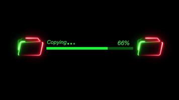 File transfer from computer folder to folder neon line animation Isolated on black background video
