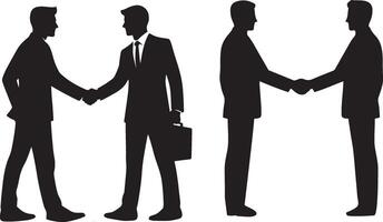 Handshake Between Two Businessmen Outline Silhouette Illustration vector