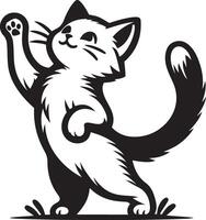 Cute Playful Cat Reaching Up Paw Set in energetic silhouette illustration bundle for motion lovers vector
