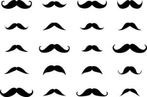 Set of mustache silhouette collection in flat design vector