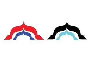 Abstract Arch Design in Red, Blue, Black, and Cyan vector