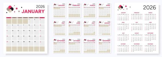2026 Calendar with Notepad vector