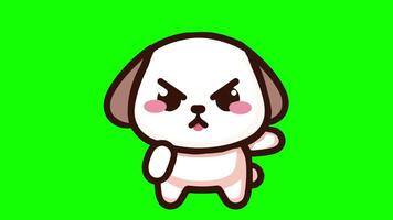a cartoon dog with an angry expression on its face, looping animation video