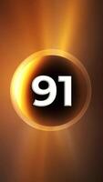 Number 91 On Glowing Background Animation video