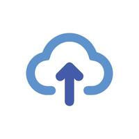 Blue cloud with arrow pointing upward on White Background vector