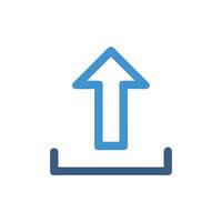 Blue upload icon against White Background represents data transfer vector