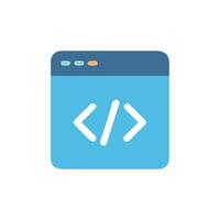 Code window displays angle brackets for programming languages usage vector