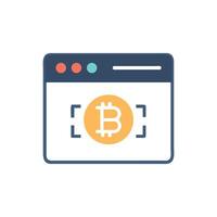 Bitcoin cryptocurrency displayed within a browser window interface icon vector