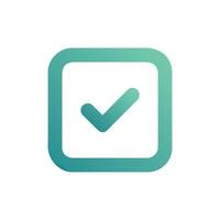 Green check mark inside rounded square on White backdrop vector