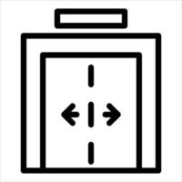 A black and white icon of a door with arrows pointing in different directions vector