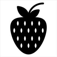 A black and white strawberry icon on a white background vector