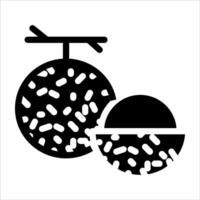 An icon of a nut with seeds inside vector