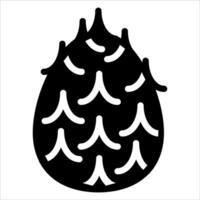 A black and white illustration of a pine cone vector