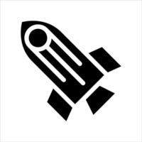 A black and white rocket icon on a white background vector