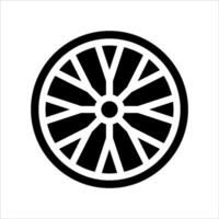 A black and white wheel icon on a white background vector