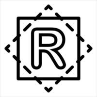 The letter r in a square frame vector